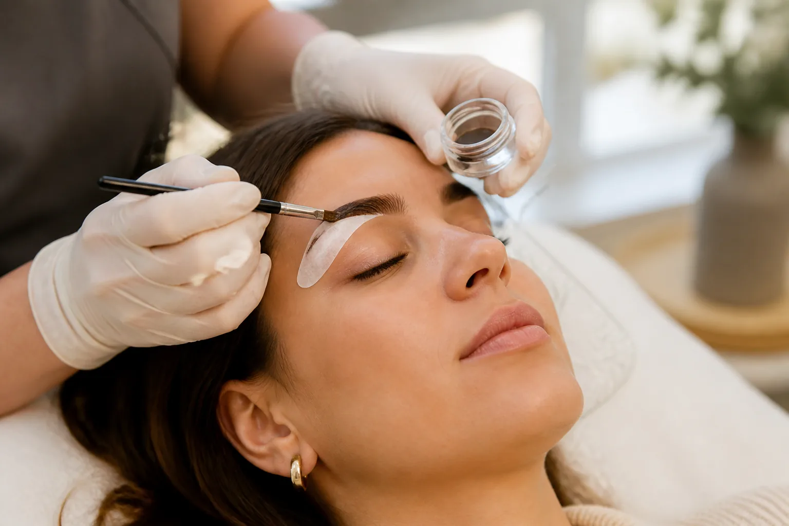 brow tint application